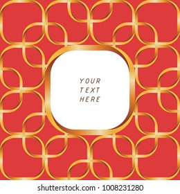Chinese gold pattern frame on red background,vector illustration for background,Chinese New Year