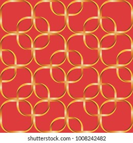 Chinese gold pattern on red background,vector illustration for background,Chinese New Year
