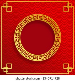 Chinese gold pattern on red background