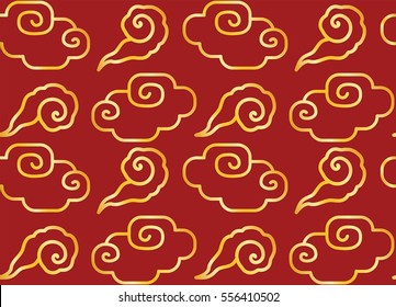 Chinese gold and red clouds seamless pattern