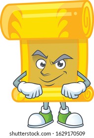 Chinese gold scroll mascot cartoon character style with Smirking face