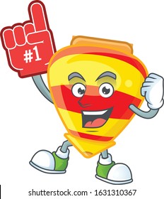 Chinese gold tops toy mascot cartoon style holding a Foam finger