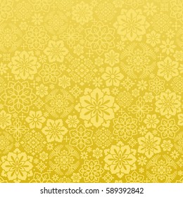 Chinese golden background with decorative flower.