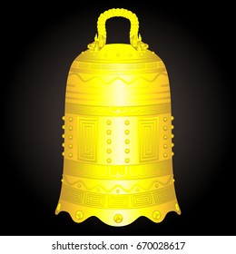 Chinese golden bell artifact vector illustration
