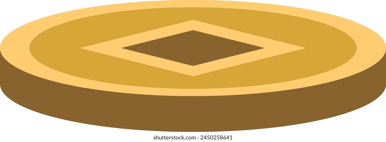 Chinese Golden Coin Flat Icon