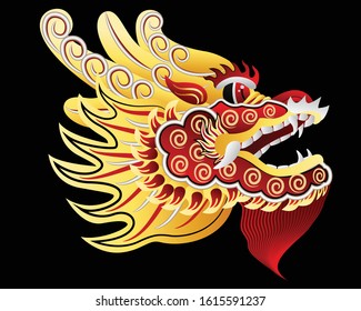 Chinese golden dragon head graphic vector