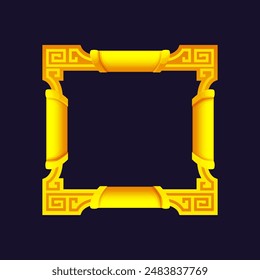 Chinese golden Frame. Chinese-style background. Game element, APP icon or banner