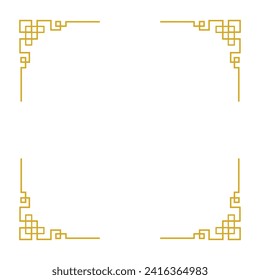 Chinese Golden Square Frame Vector Illustration