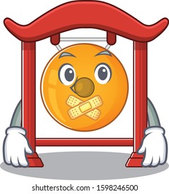 Chinese gong Scroll mascot cartoon character design on silent gesture