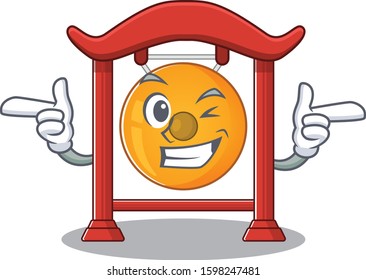 Chinese gong Scroll mascot cartoon design with Wink eye