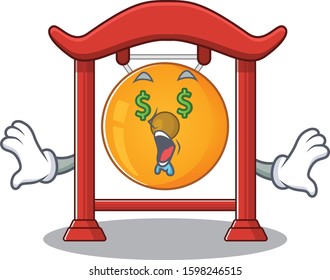 Chinese gong Scroll with Money eye cartoon character style