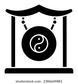 Chinese gong solid icon, chinese mid autumn festival concept, asian musical instrument sign on white background, traditional gong from china icon in glyph style. Vector graphics