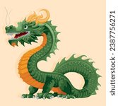 Chinese green wood dragon. Symbol of 2024. Mythology. Realistic image of a dragon.