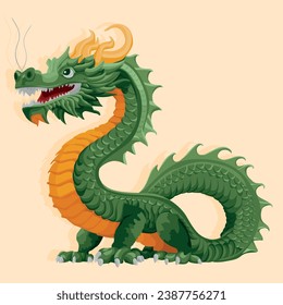 Chinese green wood dragon. Symbol of 2024. Mythology. Realistic image of a dragon.
