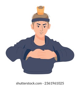 Chinese greeting pose flat style illustration 