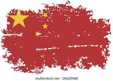 Chinese grunge flag. Vector illustration. Grunge effect can be cleaned easily.