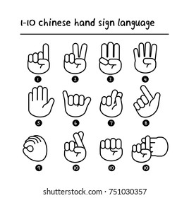 Chinese Hand Count Black One Ten Stock Vector (Royalty Free) 751030357