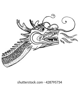 Chinese hand drawn  dragon.