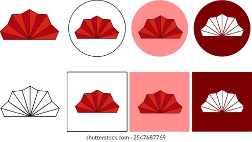 chinese hand fan icon logo design vector template in graphic