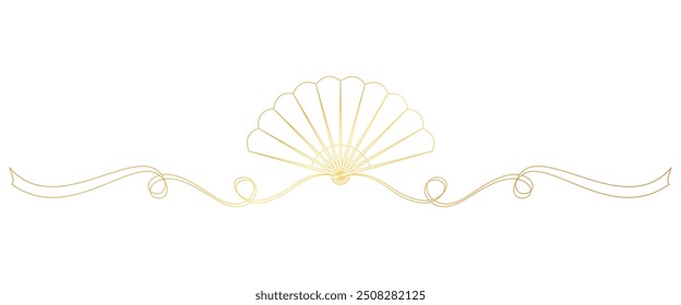 Chinese hand fan line art style. Chinese New Year vector elements