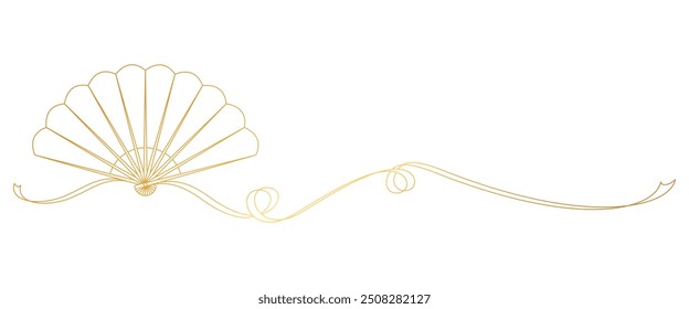 Chinese hand fan line art style. Chinese New Year vector elements