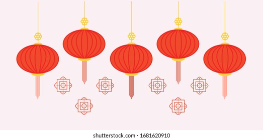 chinese hanging red lanterns vector . 