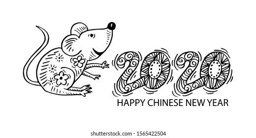 Chinese Happy new year 2020. Year of the rat. 
