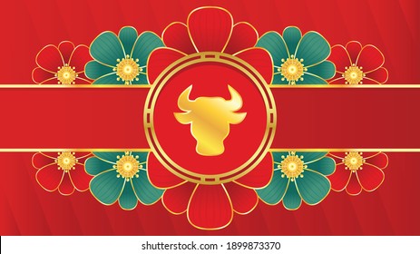 Chinese Happy new year 2021. Happy new year. Year of the Ox Poster.