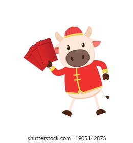Chinese Happy new year 2021. Happy new year. Year of the Ox. Ox cartoon vector. Ox character design.