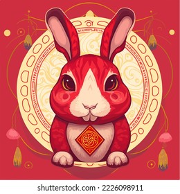Chinese Happy new year 2023 with cute rabbit. Animal holidays cartoon character. Isolated on white background. year of the Rabbit zodiac sign.Chinese New Year Lunar 2023 vector Rabbit art illustration