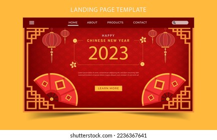 Chinese happy new year, Chinese new year 2023 flat landing page template