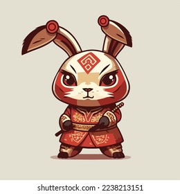 Chinese Happy new year 2023 with cute rabbit. Animal holidays cartoon character. Isolated on white background. year of the Rabbit zodiac sign.Chinese New Year Lunar 2023 vector. Text: New year Rabbit