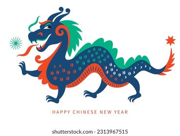 Chinos felices Año Nuevo 2024. Año del Dragón. Tarjeta de felicitación, banner.