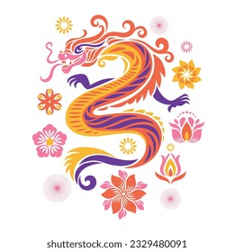 Chinese Happy New Year 2024. Year of the Dragon. Symbol of New Year. 