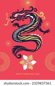 Chinese Happy New Year 2024. Year of the Dragon. Symbol of New Year. 