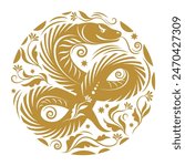 Chinese Happy New Year 2025. Year of the Snake. Symbol of New Year. Snake in circle