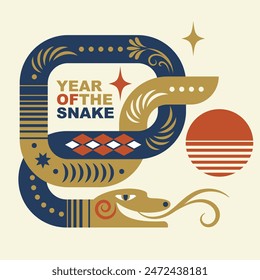 Chinese Happy New Year 2025. Year of the Snake. Symbol of New Year. Vertical banner, card