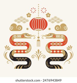 Chinese Happy New Year 2025. Year of the Snake. Symbol of New Year. 