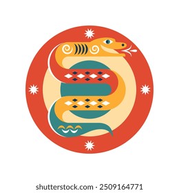 Chinese Happy New Year 2025. Year of the Snake. Logo, emblem design. Symbol of New Year. 