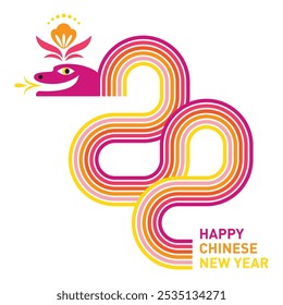 Chinese Happy New Year 2025. Year of the Snake. Symbol of Chinese New Year. Modern minimalist banner