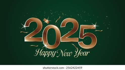 Chinese Happy New Year 2025 banner on Green background.