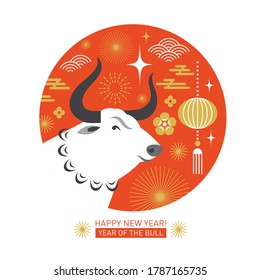 Chinese Happy New Year. Year of the bull. Happy new year greetings, Year of the OX, Greeting card