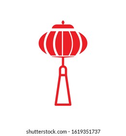 Chinese happy new year lantern flat icon. Design template vector