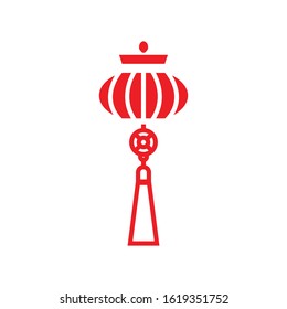 Chinese happy new year lantern flat icon. Design template vector