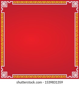 Chinese happy new year red boarder frame tree flower lantern and decoration design element vector illustration