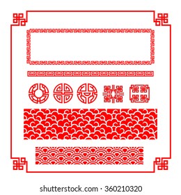 Chinese happy new year red border for decoration design element vector illustration