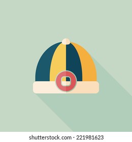 Chinese hat flat icon with long shadow,eps10