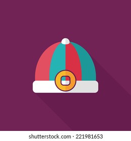 Chinese hat flat icon with long shadow,eps10