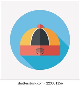 Chinese hat flat icon with long shadow,eps10
