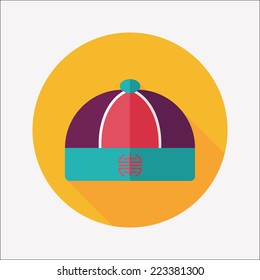 Chinese hat flat icon with long shadow,eps10